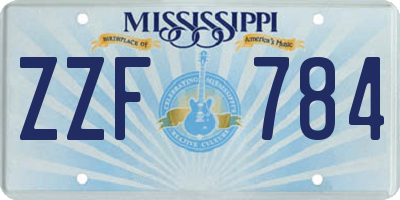 MS license plate ZZF784