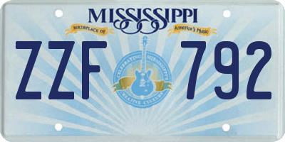 MS license plate ZZF792