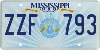 MS license plate ZZF793
