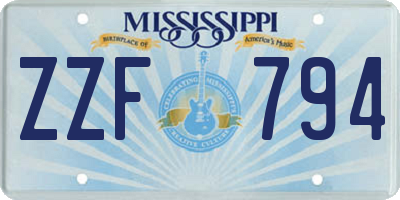 MS license plate ZZF794