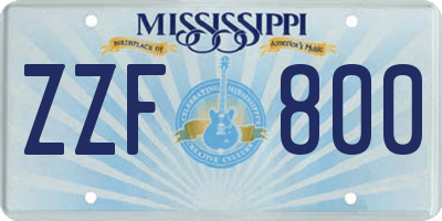 MS license plate ZZF800