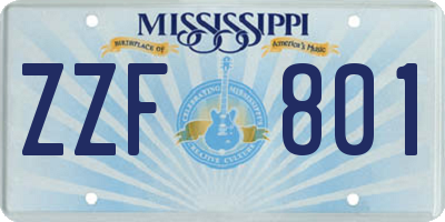 MS license plate ZZF801