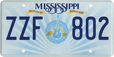 MS license plate ZZF802