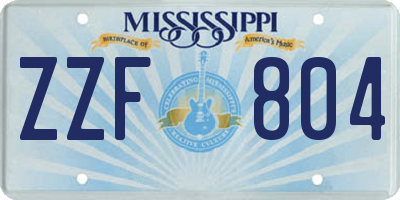 MS license plate ZZF804