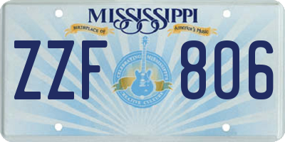 MS license plate ZZF806