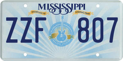 MS license plate ZZF807