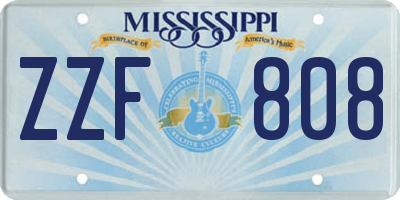 MS license plate ZZF808