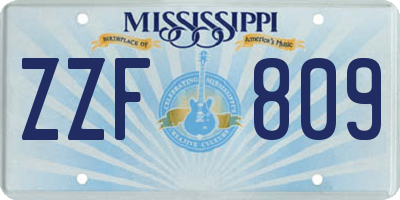 MS license plate ZZF809
