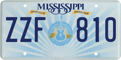 MS license plate ZZF810
