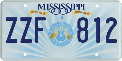 MS license plate ZZF812