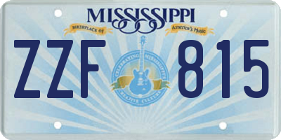 MS license plate ZZF815