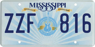 MS license plate ZZF816