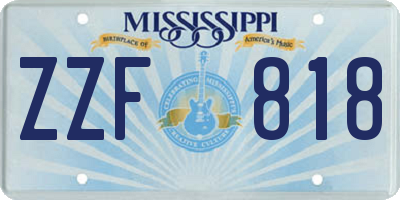 MS license plate ZZF818