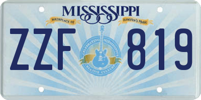 MS license plate ZZF819