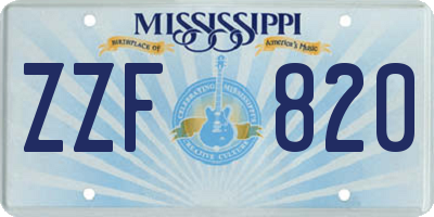 MS license plate ZZF820