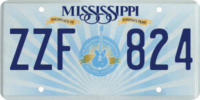 MS license plate ZZF824