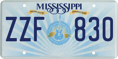 MS license plate ZZF830