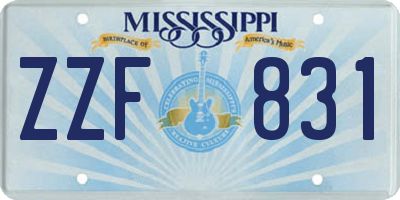 MS license plate ZZF831