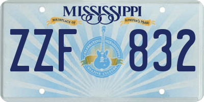 MS license plate ZZF832