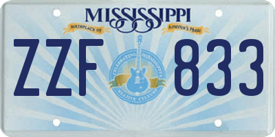 MS license plate ZZF833