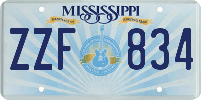 MS license plate ZZF834