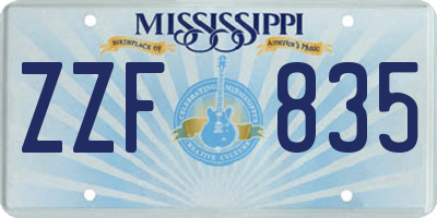 MS license plate ZZF835