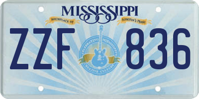 MS license plate ZZF836