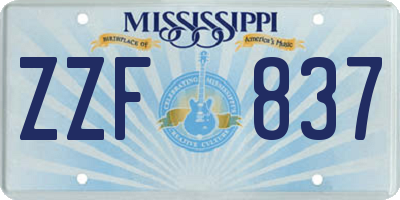 MS license plate ZZF837