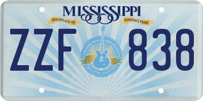 MS license plate ZZF838