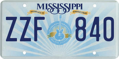 MS license plate ZZF840