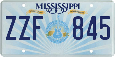 MS license plate ZZF845