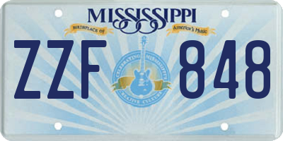 MS license plate ZZF848