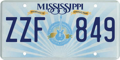 MS license plate ZZF849