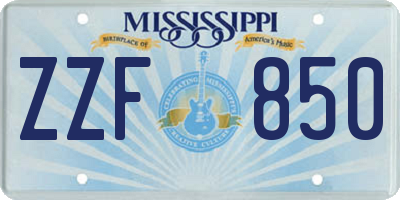 MS license plate ZZF850