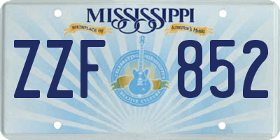 MS license plate ZZF852