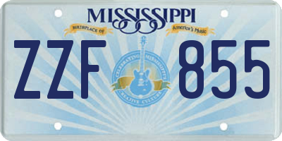 MS license plate ZZF855