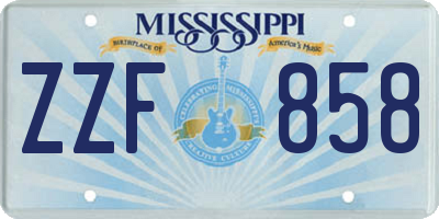 MS license plate ZZF858