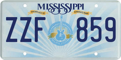 MS license plate ZZF859