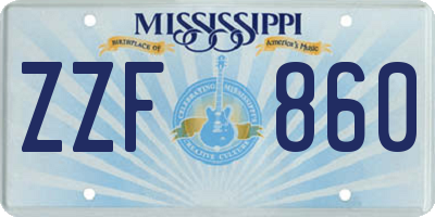MS license plate ZZF860