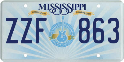 MS license plate ZZF863