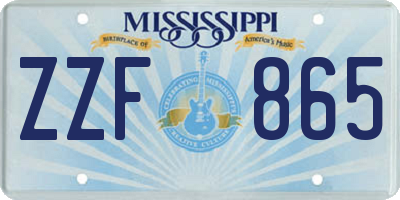 MS license plate ZZF865