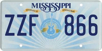 MS license plate ZZF866