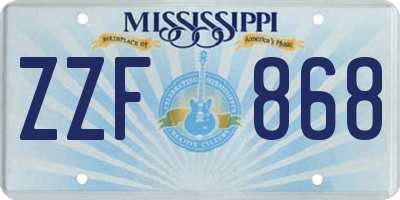 MS license plate ZZF868