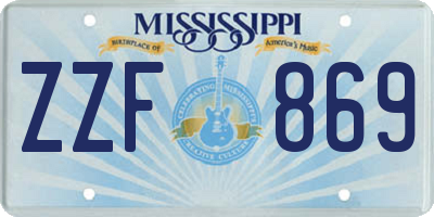 MS license plate ZZF869