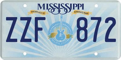 MS license plate ZZF872