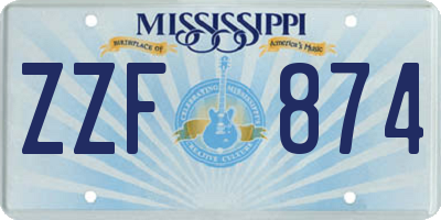 MS license plate ZZF874