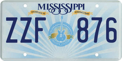 MS license plate ZZF876