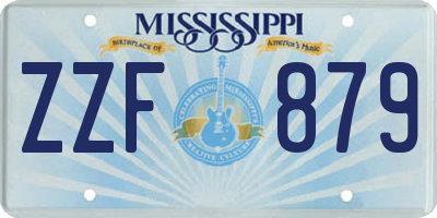 MS license plate ZZF879