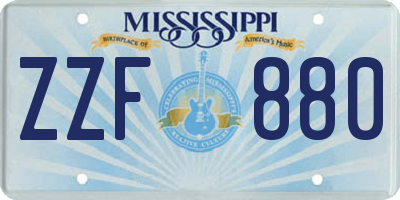 MS license plate ZZF880