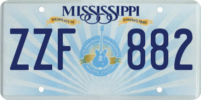 MS license plate ZZF882